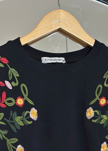 Nakışlı Siyah Midi Kadın Tunik - Görsel 4