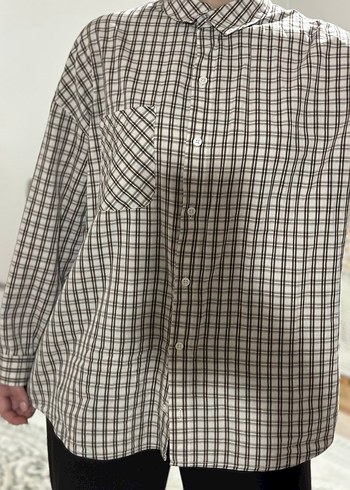 Kadın Kahverengi Kareli Uzun Kollu Gömlek - Görsel 3