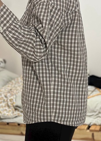 Kadın Kahverengi Kareli Uzun Kollu Gömlek - Görsel 4