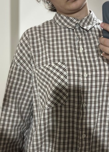 Kadın Kahverengi Kareli Uzun Kollu Gömlek - Görsel 5