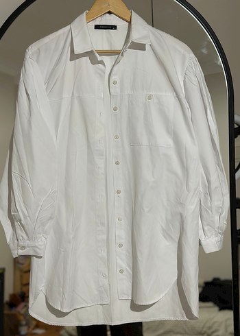 Pamuklu Beyaz Düğmeli Kadın Gömlek - Görsel 2