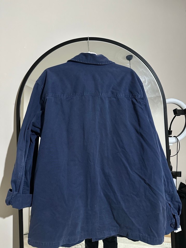 Düğmeli Lacivert Eskitmeli Kot Ceket - Görsel 4