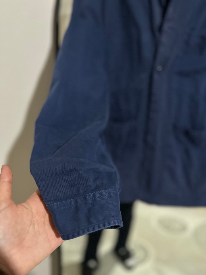 Düğmeli Lacivert Eskitmeli Kot Ceket - Görsel 3