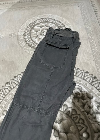 Gri Kot Salaş Kemerli Kadın Pantolon - Görsel 4