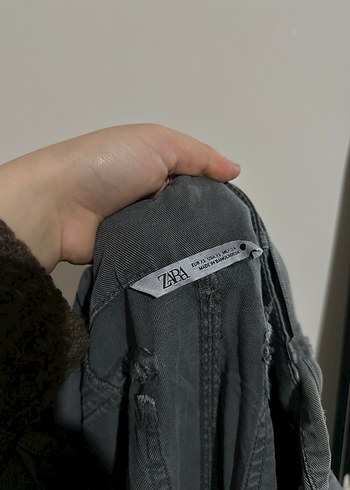 Gri Kot Salaş Kemerli Kadın Pantolon - Görsel 5