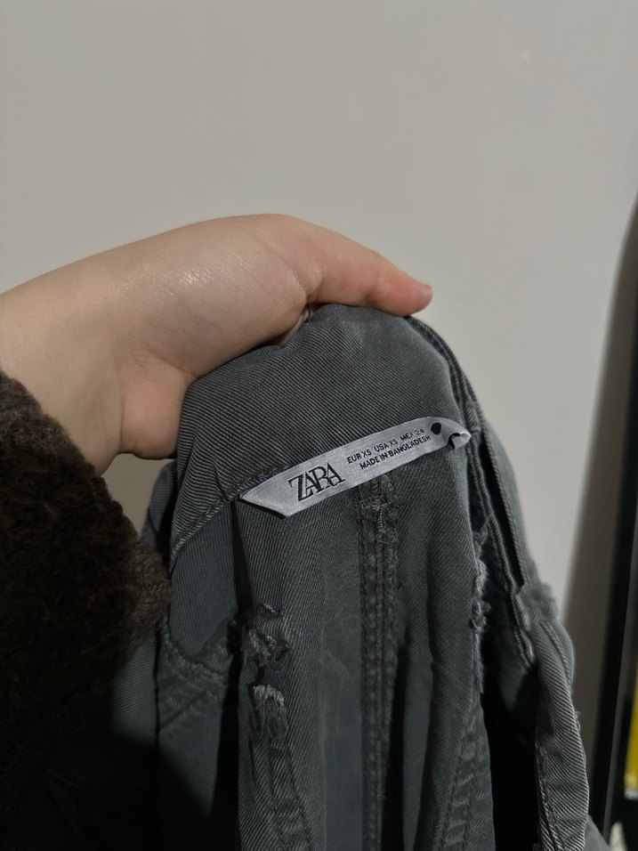 Gri Kot Salaş Kemerli Kadın Pantolon - Görsel 5