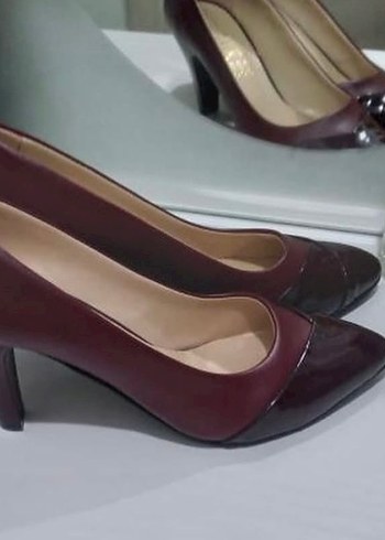 Diğer Bordo Parlak Topuklu Kadın Stiletto