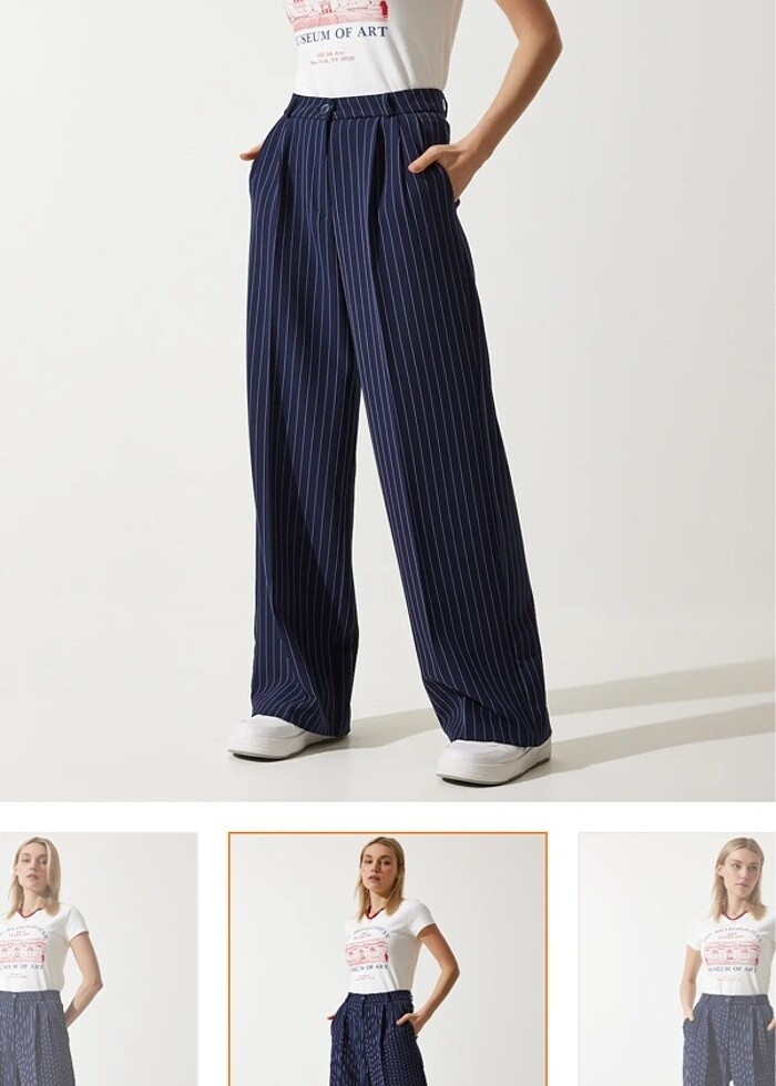 Çizgili kumaş pantolon - Görsel 2
