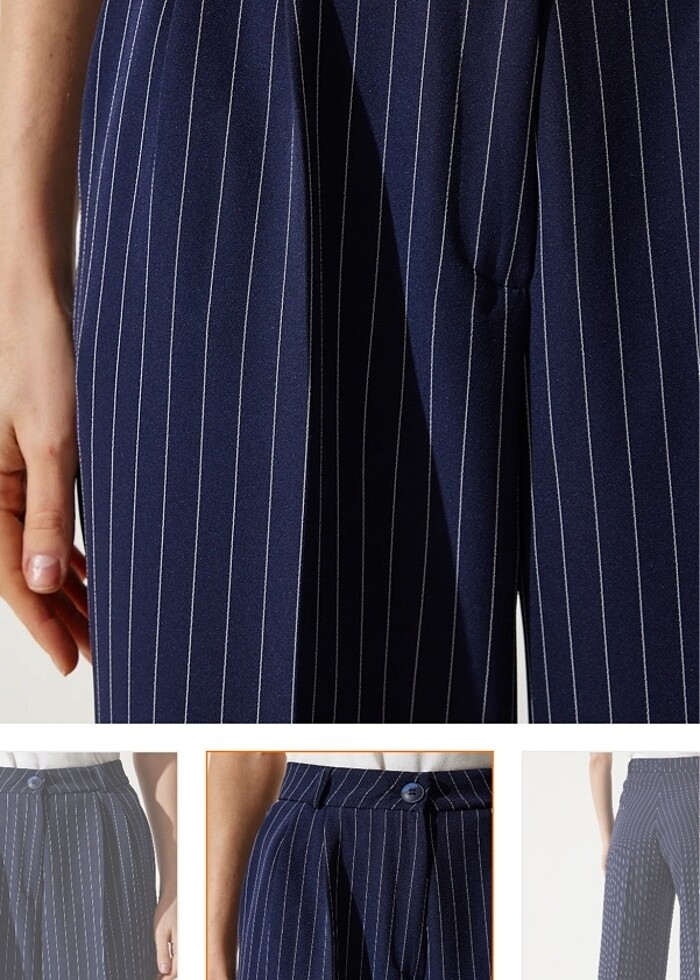 Çizgili kumaş pantolon - Görsel 3