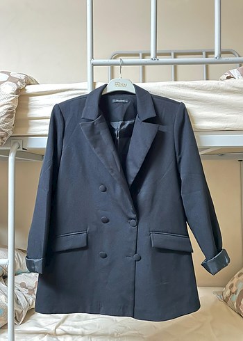 42 Beden Kadın Siyah Düğmeli Ofis Blazer Ceket