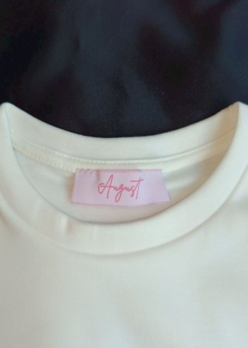 l Beden beyaz Renk Beyaz Baskılı Kısa Kollu Pamuklu Tişört Baby Tee