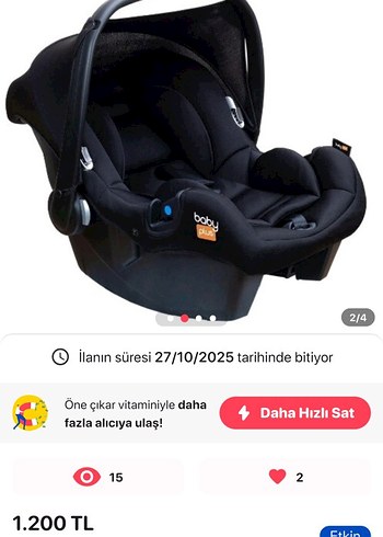 Civil Siyah Bebek Oto Koltuğu