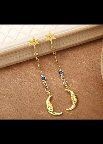 Accessorize Uzun Altın Boncuklu Bohem Küpe