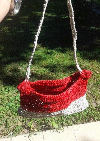 Diger Kırmızı Örgü Bohem Kadın Çanta - Görsel 6