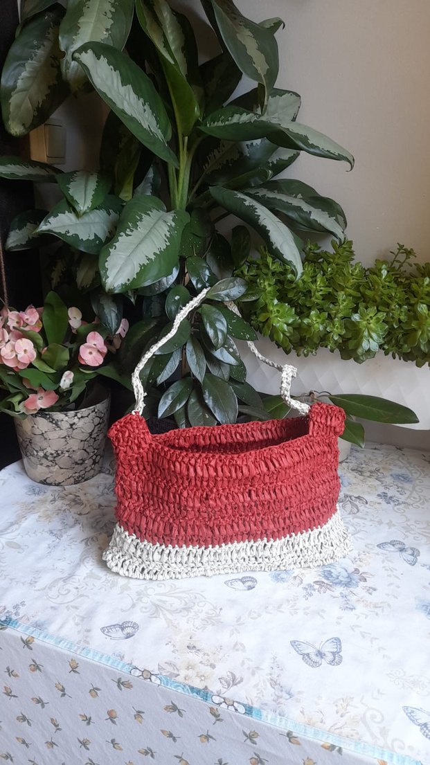 Diger Kırmızı Örgü Bohem Kadın Çanta - Görsel 3