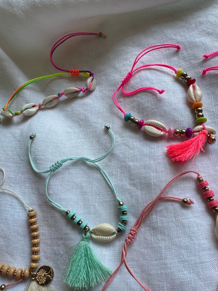 Toplu 8 adet Renkli Püsküllü Bohem Kadın Halhal ve Bileklikleri - Görsel 3