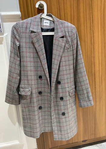 Diğer Kadın Gri Uzun Kesim Düğmeli Blazer