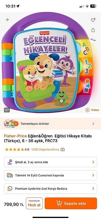  Beden Renk Fisher price eğitici hikaye kitabı