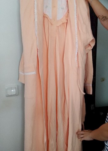 Somon Uzun Kollu Rahat Kadın Sabahlık - Görsel 5