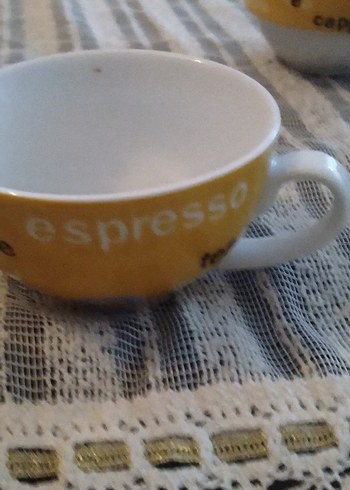 Sarı Renkli Yazılı porselen  Demlik ve fincan - Görsel 4