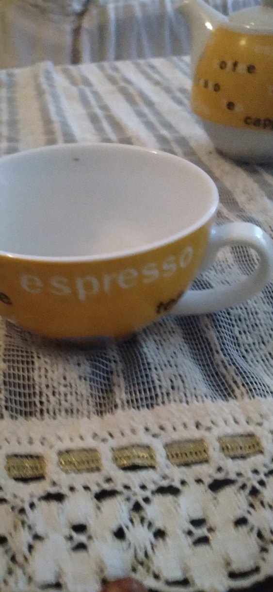 Sarı Renkli Yazılı porselen  Demlik ve fincan - Görsel 4