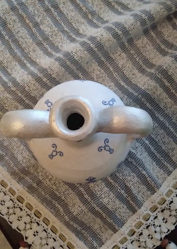 Beyaz Seramik Vazo, İki Kulplu - Görsel 4