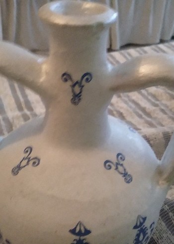 Beyaz Seramik Vazo, İki Kulplu - Görsel 3