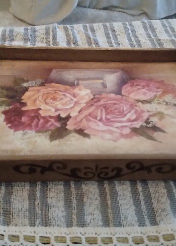 Renkli ahsap boyama el emegi Tepsi - Görsel 3