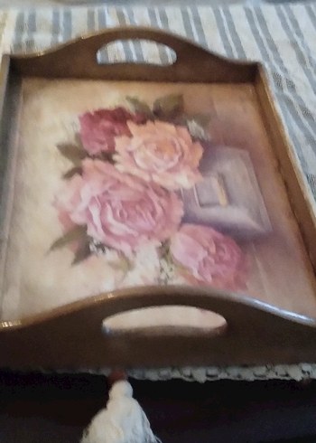 Renkli ahsap boyama el emegi Tepsi - Görsel 2