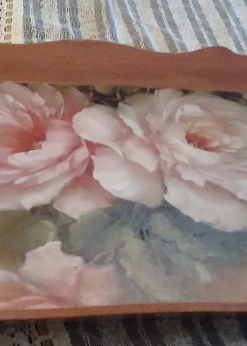 Renkli ahsap boyama el emegi Tepsi - Görsel 4