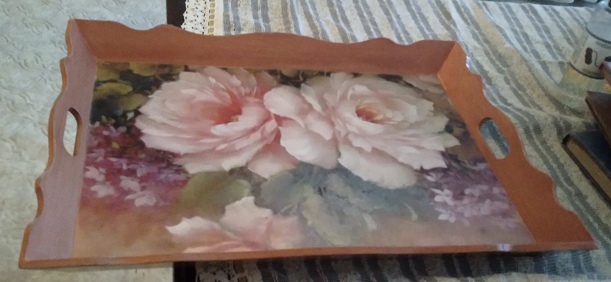 Renkli ahsap boyama el emegi Tepsi - Görsel 4