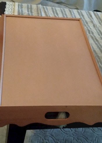 Pembe Çiçek Desenli Ahşap Tepsi el boyamasi - Görsel 3