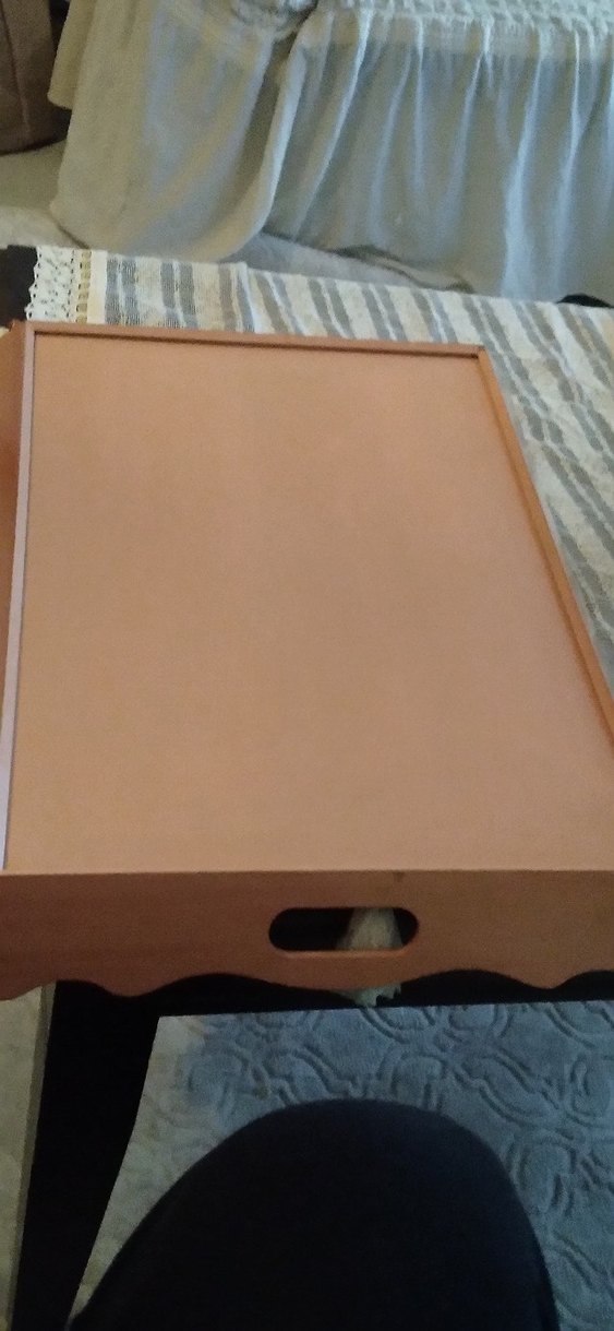 Pembe Çiçek Desenli Ahşap Tepsi el boyamasi - Görsel 3