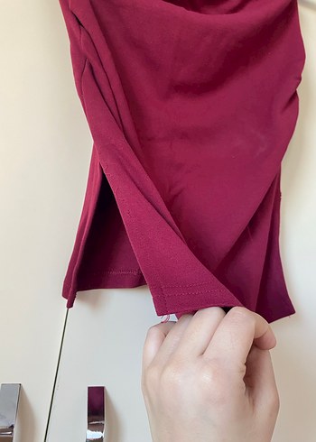 Bordo straplez crop - Görsel 4