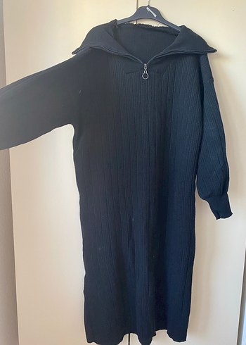 Uzun Siyah Örgü Kadın Elbise - Görsel 2