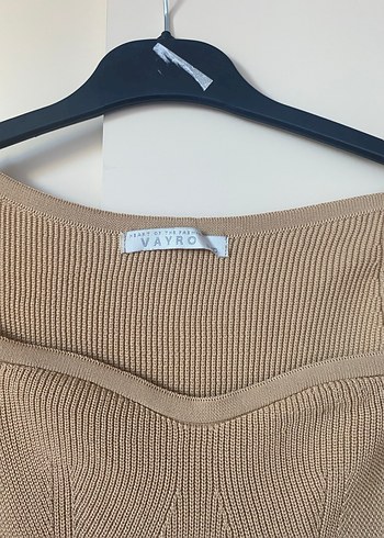 Bej Uzun Kollu İnce Triko Elbise - Görsel 3