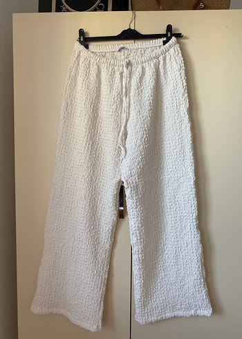 Kadın Beyaz Keten Salaş Pantolon - Görsel 2