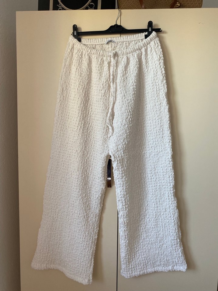 Kadın Beyaz Keten Salaş Pantolon - Görsel 2
