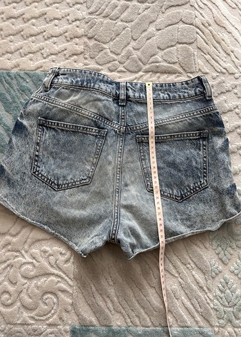 s Beden mavi Renk Kadın Gri Batik Desenli Mini Denim Şort