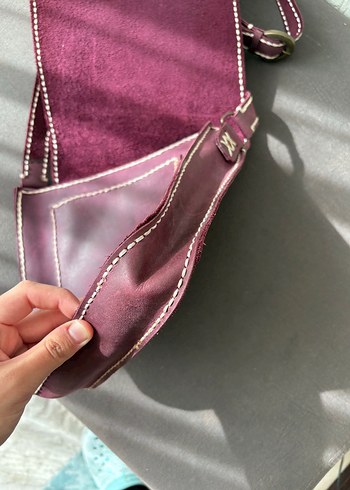 Beden mor Renk Hakiki Crazy Deri Postacı Çanta