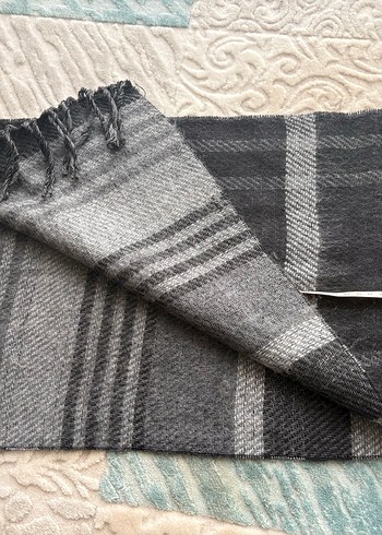 Gri Örgü Yün Şal - Görsel 5