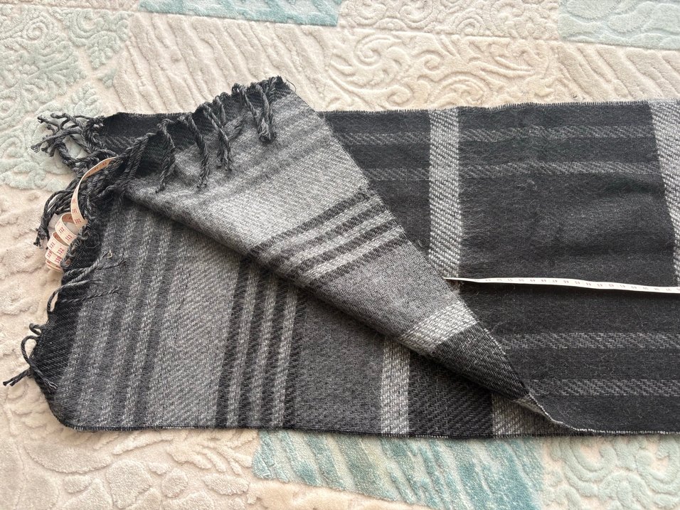 Gri Örgü Yün Şal - Görsel 5