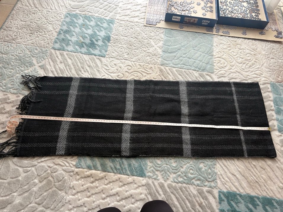 Gri Örgü Yün Şal - Görsel 4