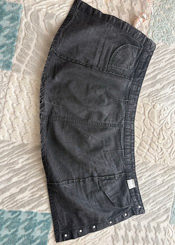 Düğmeli Siyah Midi Denim Etek - Görsel 7