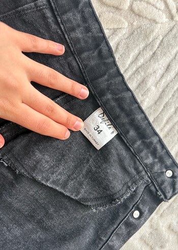 Düğmeli Siyah Midi Denim Etek - Görsel 6