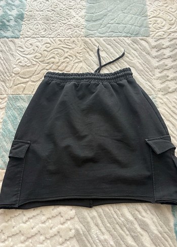 Siyah Pamuklu Bel Detaylı Mini Spor Etek - Görsel 5