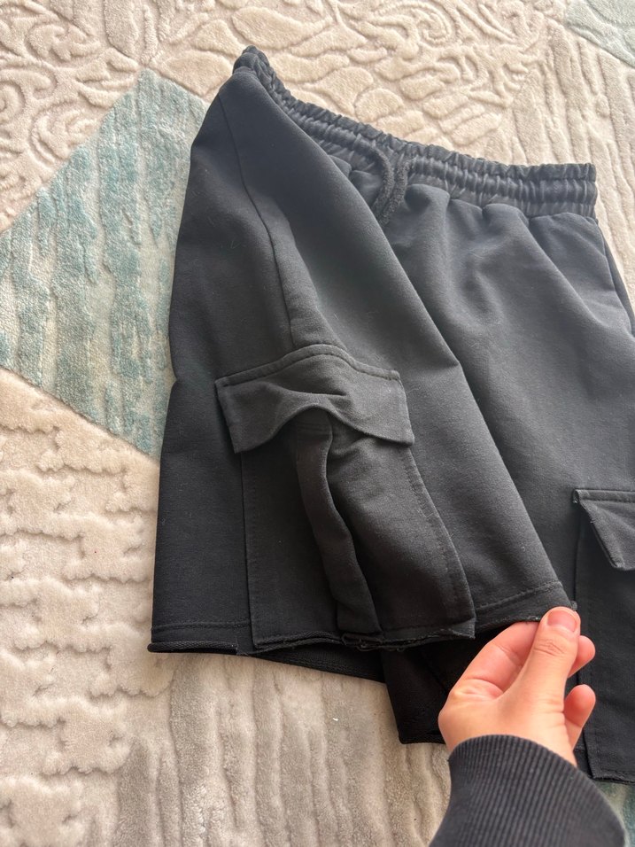 Siyah Pamuklu Bel Detaylı Mini Spor Etek - Görsel 4