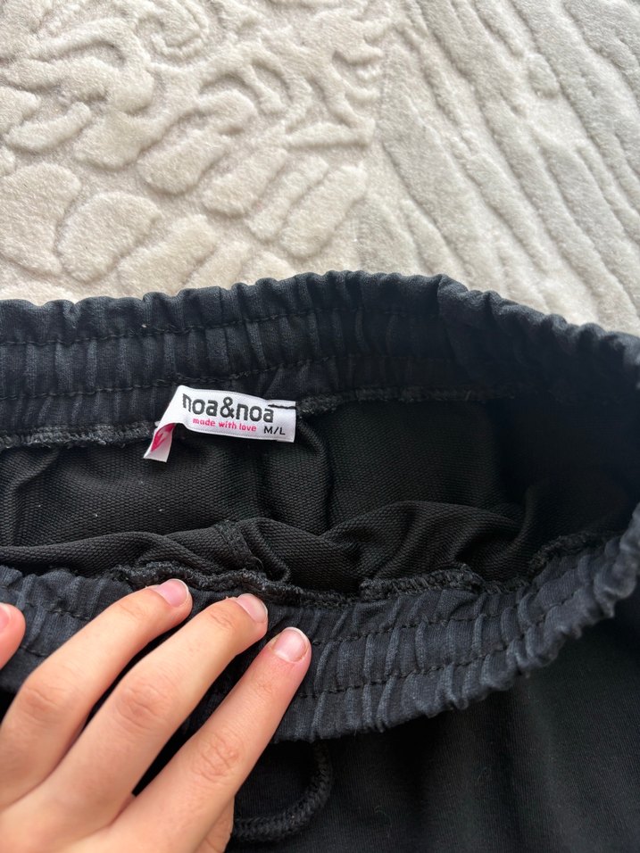 Siyah Pamuklu Bel Detaylı Mini Spor Etek - Görsel 2