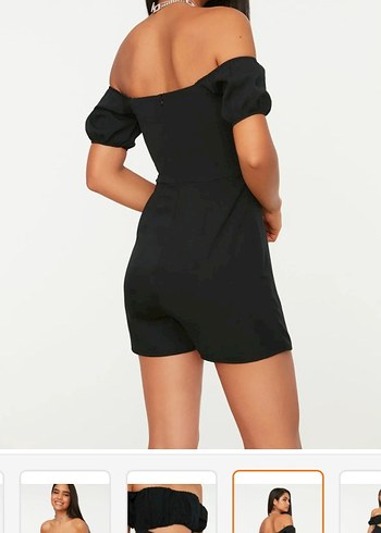 xs Beden siyah Renk Trendyolmilla Siyah Cut Out/ Pencere Detaylı Dokuma Kısa Tulum