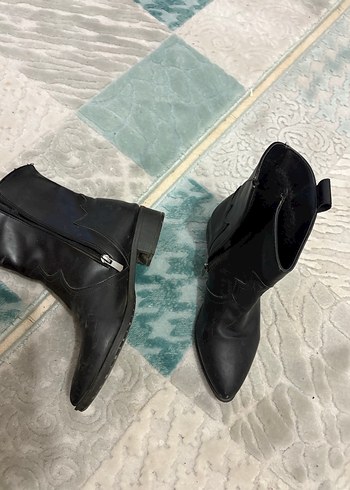 Siyah Deri Kadın Kovboy Çizmesi - Görsel 3